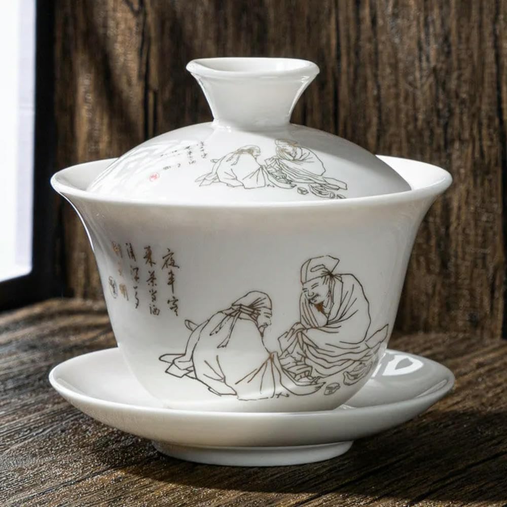 Porcelanowy zestaw do herbaty Gaiwan Kung Fu, Ceramiczny, niebiesko-biały zestaw do herbaty Kung Fu Gaiwan z pokrywką i spodkiem, 100120 ml(Sku16 120ml)
