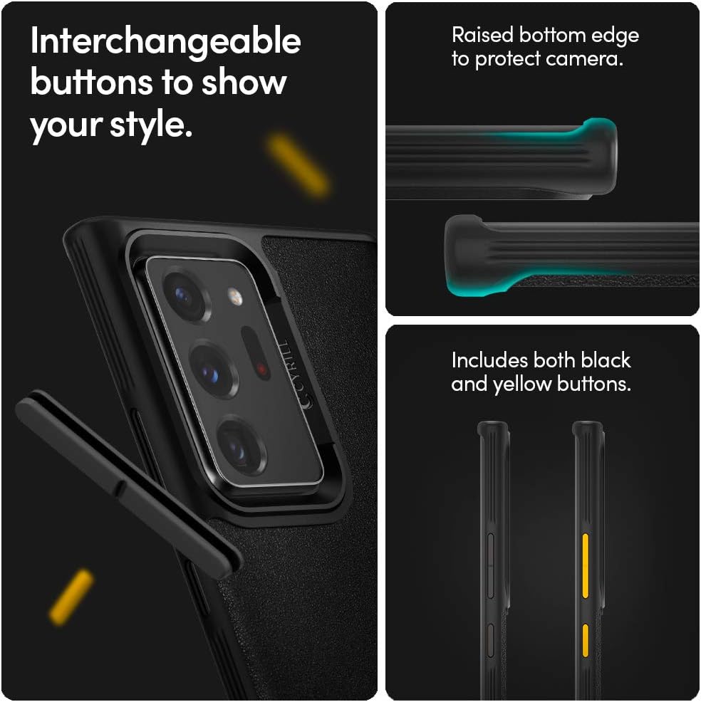 CYRILL Galaxy Note 20 Ultra Case, Leather Brick with TPU Bumper and PC Back for Multi-Layer Protection Designed for Galaxy Note 20 Ultra Case, Note 20 Ultra Case (2020) 5G - Black