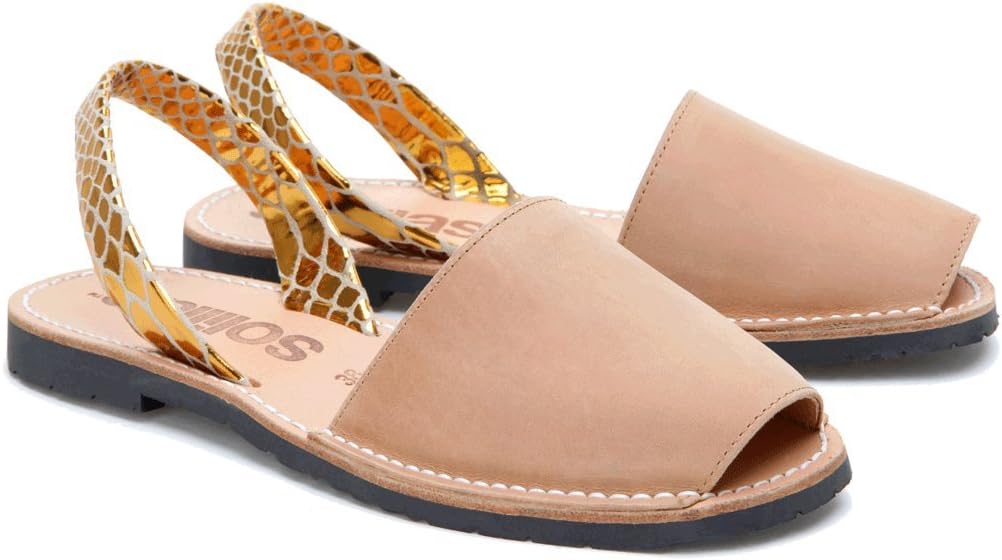 Solillas Serpiente | Gold Snake & Tan Leather Menorcan Sandals by