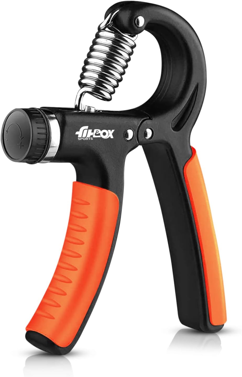 FitBox Sports Adjustable Hand Grip Strengthener (10kg - 40kg) Finger Excerciser, Plastic Hand Gripper For Men & Women, Balck & Orange