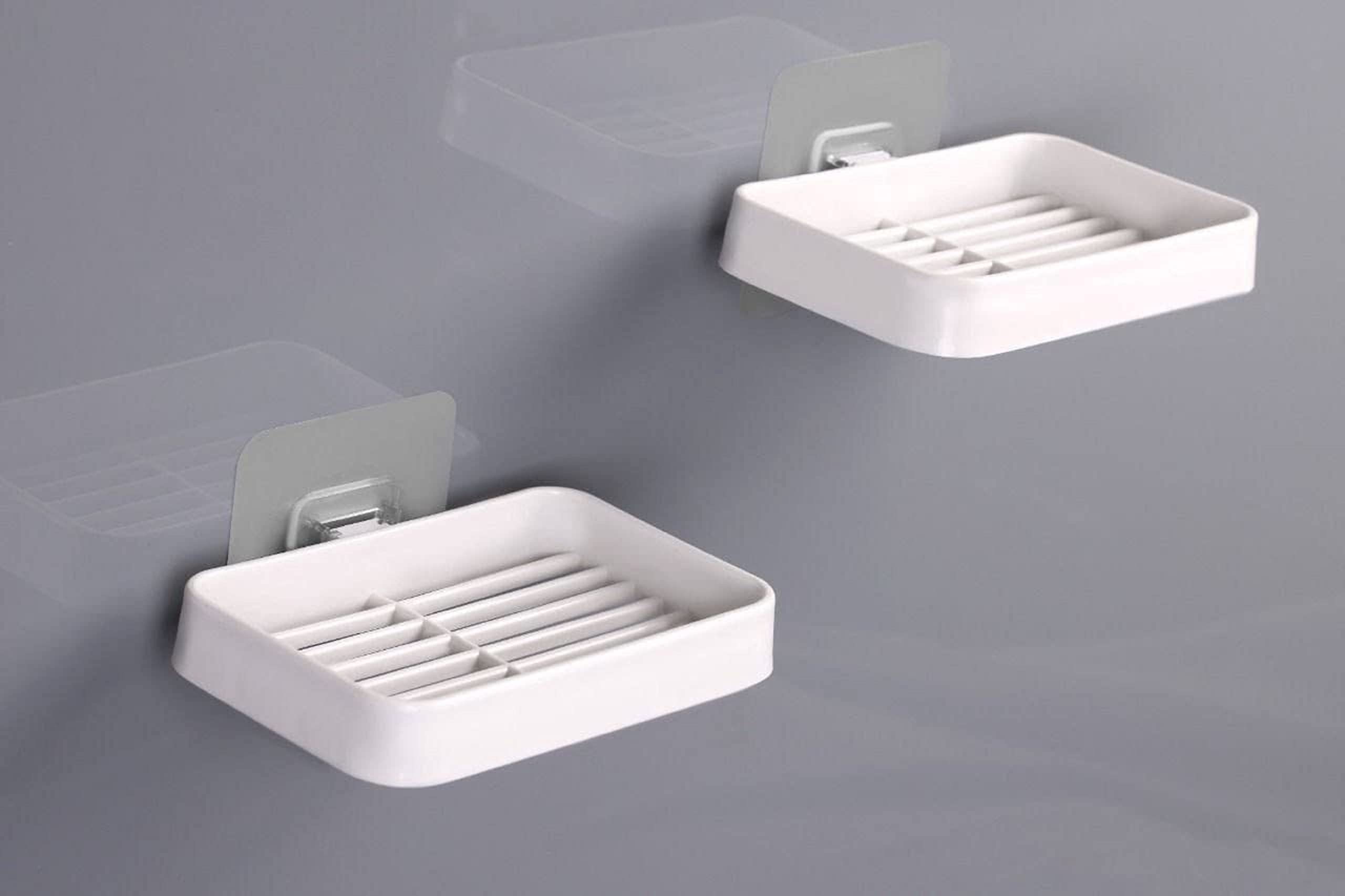 Lichee 2PCS Plastic Wall Mounted Soap Dish Adhesive Sponge Holder No-Drilling Soap Holder Stand for Shower, Bathroom and Kitchen (Plastic SOAP Stand, 2) (B0C1CDMKX7) Amazon Price History, Amazon Price Tracker