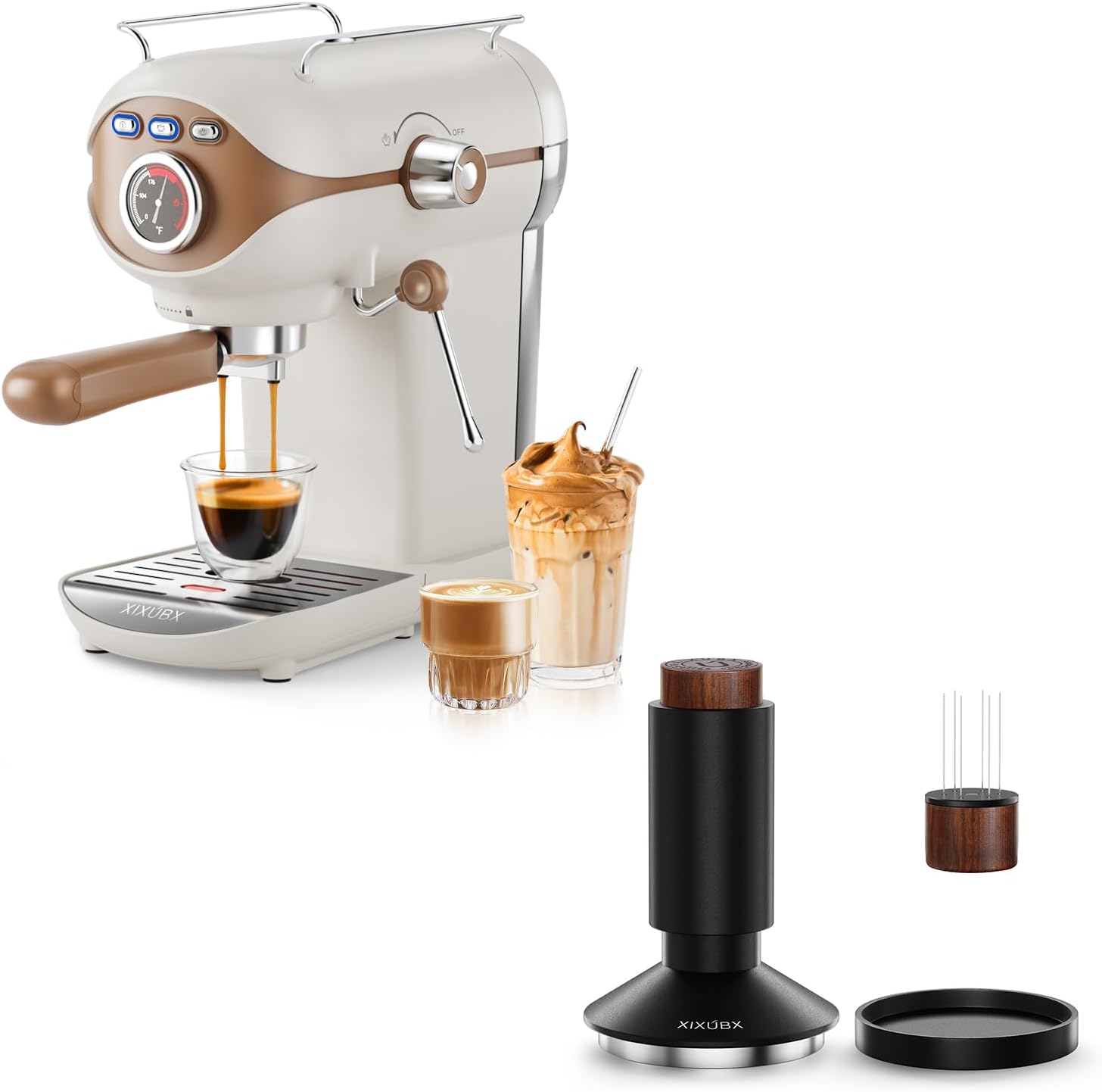 Espresso Machine 20 BAR, Compact Espresso Maker with Steam Milk Frother & 51mm Espresso Tamper