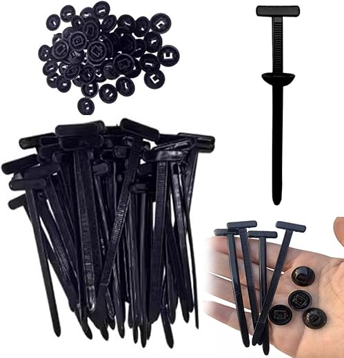 Universal Nylon Cable Ties Heavy Duty Self-Locking Cable Tie with Pin and Button Multifunctional UV Resistant Black for Daily Car Fixing (50 Pcs)