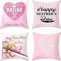 Vista 1 de Juego de 4 fundas de almohada para el Día de la Madre de 18 x 18 pulgadas, regalo para el Día de la Madre, diseño de corazón de flores, fundas
