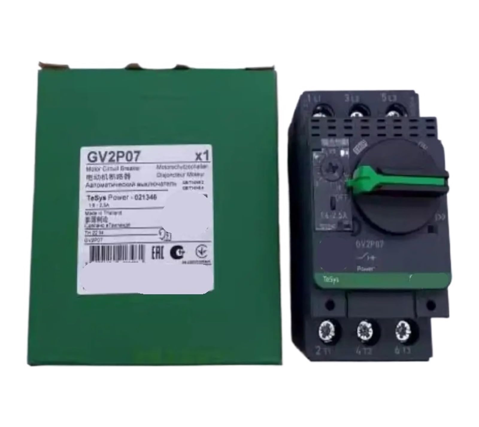 CJKXPZMH GV2-P07 GV2P07 Motor circuit breaker, GV2, 3P, 1.6-2.5 A, screw clamp terminals