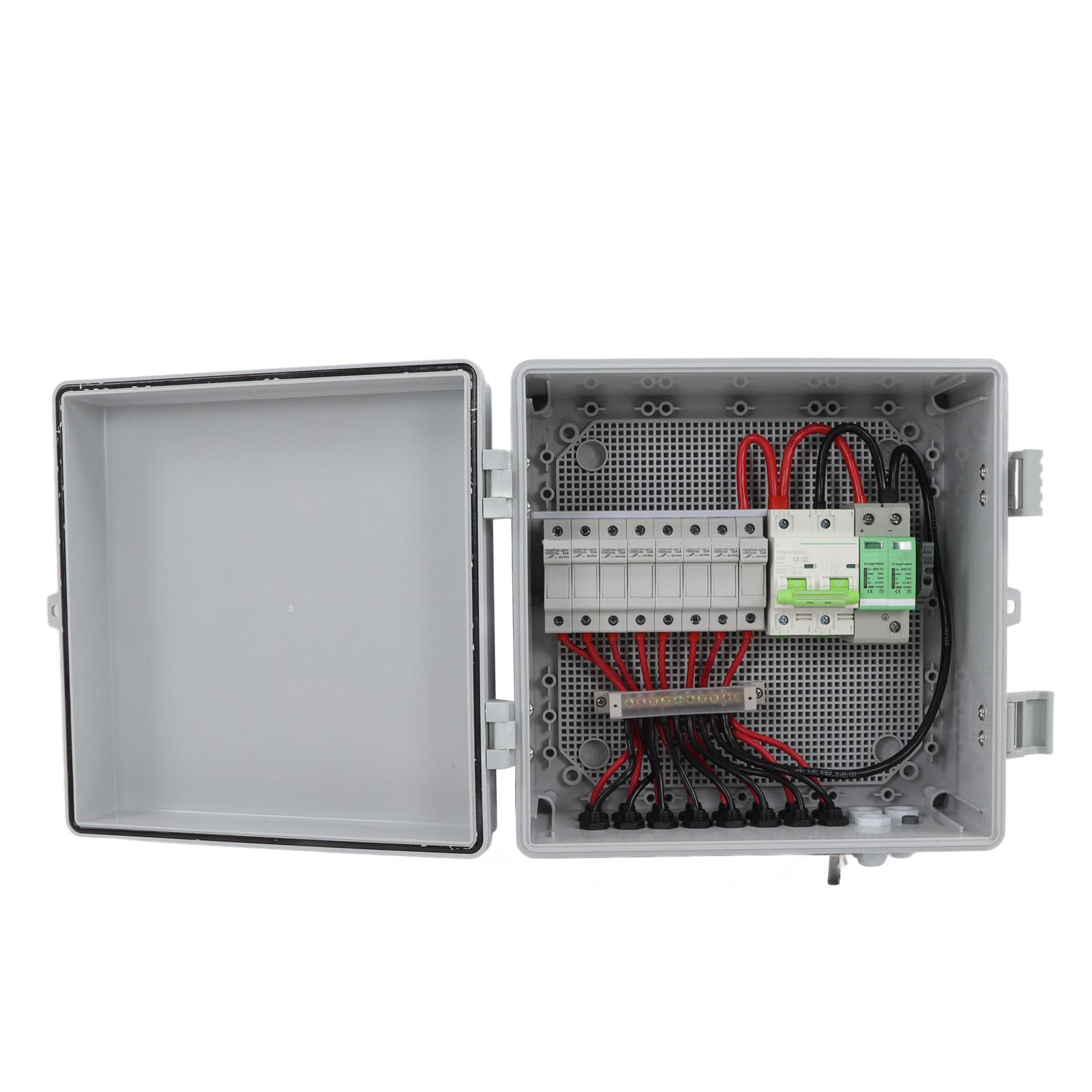 Septpenta 8 String PV Combiner Box, 10A Fuse, Surge Protection, 80A DC Circuit Breaker, Off Grid Solar Power System