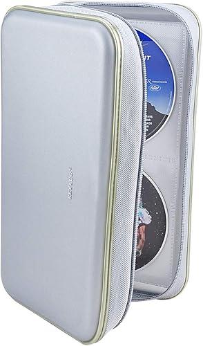 Miniatura 7 de Billetera de CD y DVD de alta capacidad para 96  Funda rígida de almacenamiento resistente para VCD, Blu-ray Media  Cartera organizadora (plateado)