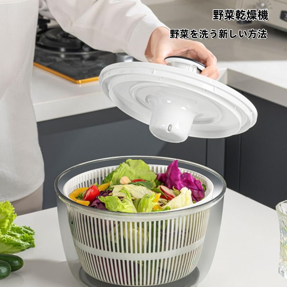 Amazon｜Poixmoc プッシュ式サラダスピナー 大容量 3L/5L 野菜水切り器