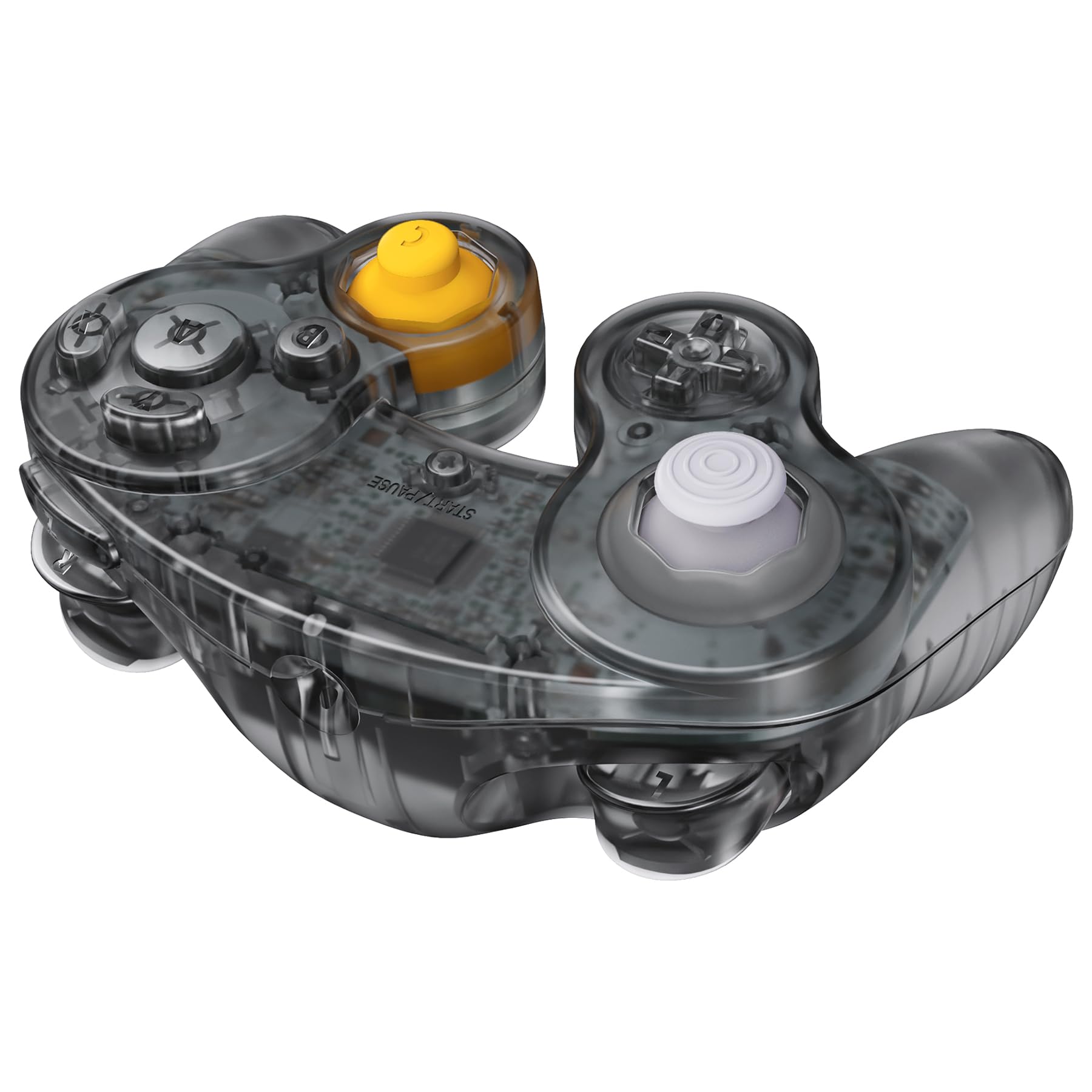 eXtremeRate Cover Scocca Tasti Ricambio per Nintendo Gamecube Controller,Custodia Grip Pulsanti Kit Shell Case per Nintendo Gamecube Joystick,Senza Controller-Trasparente Nero