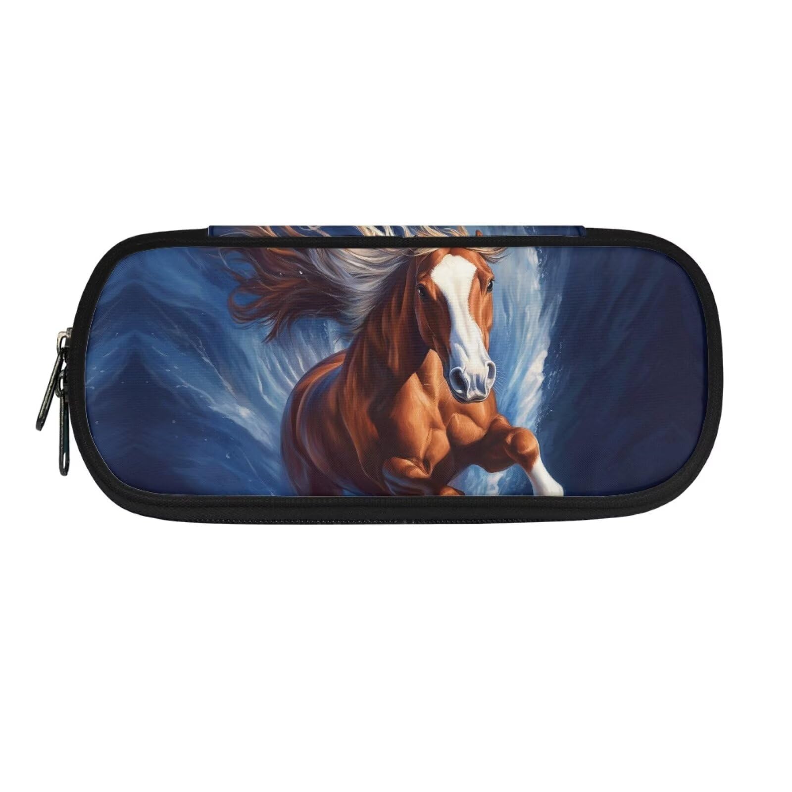 Howilath Horse Pencil Holder Large Pencil Case with Compartments for Kids Double Zipper Pen Case Stationery Pen Bag for School