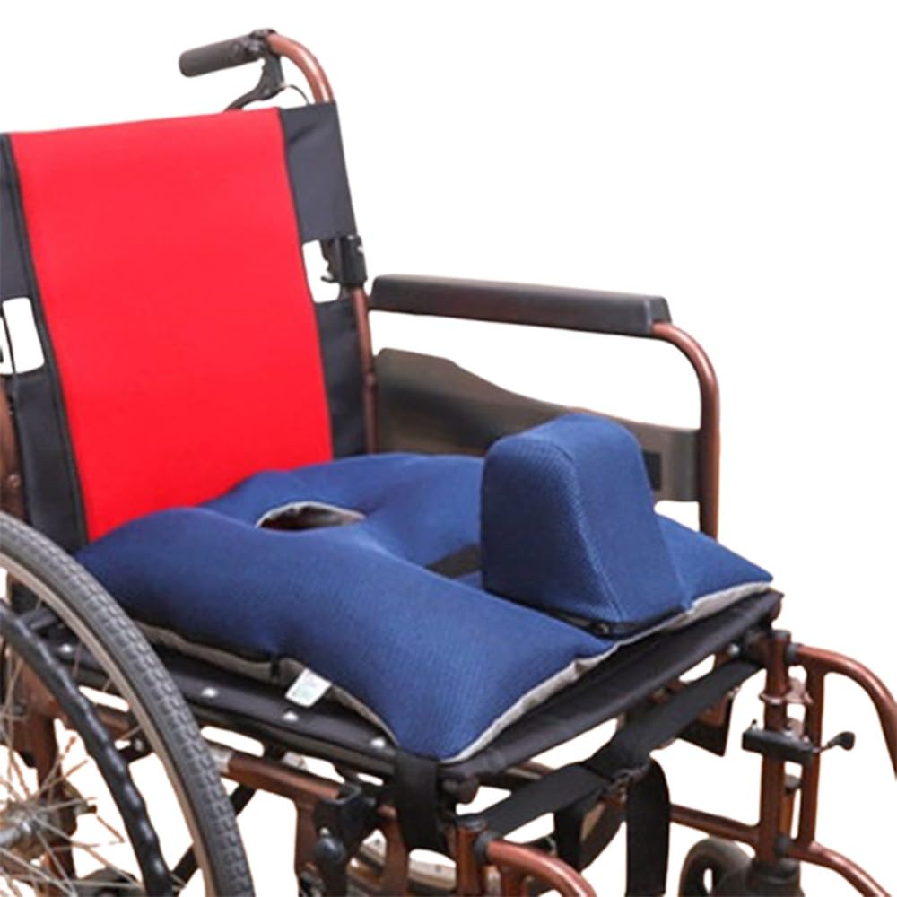 Almohadilla Antiescaras para Silla de Ruedas, Cojín de Asiento Antideslizante para Silla de Ruedas, Cojín de Asiento de Cuña con Correas de Seguridad para Personas Mayores