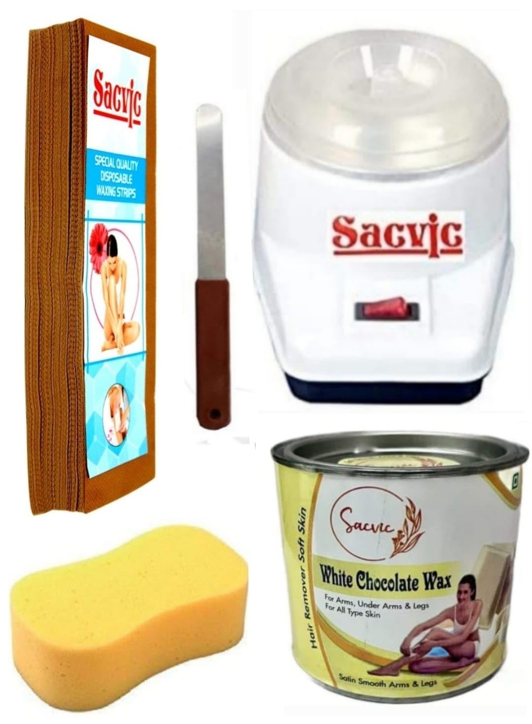 Sacvic Wax Heater Machine, Full Body Milk Chocolate Wax (550 g), Waxing Strips (Big Size 70 Strips), Wax Applicator Knife and Cleansing Sponge Hair Removal Waxing Kit Combo Set for women (B0D76BQ56W) Amazon Price History, Amazon Price Tracker