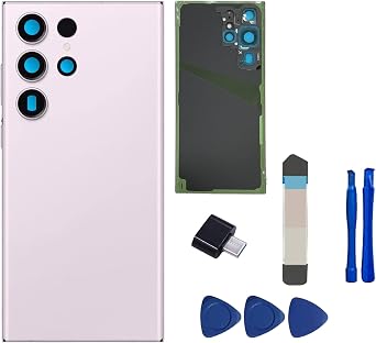 Galaxy S23 Ultra Lavender Back Glass Replacement for Samsung Galaxy S23 Ultra 5G Back Glass Cover with Pre-Installed Camera Lens and Adhesive + Repair Tool Kits Needle