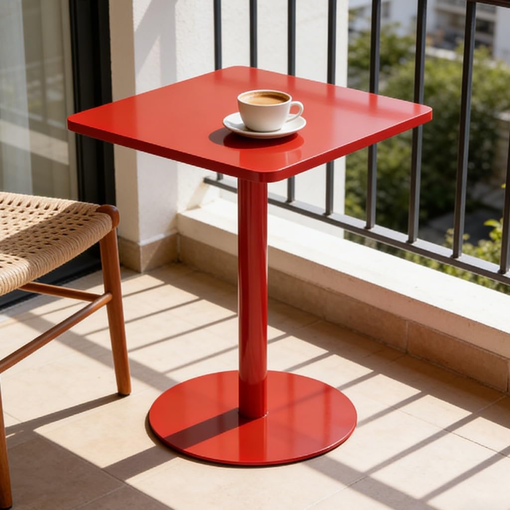 SJIOUEOT Iron Square Table, Nordic Ins Negotiating Table, for Exhibition Bar, Front Desk, Milk Tea Shop Bar Coffee Table/Dining Table (Φ60x73cm) (