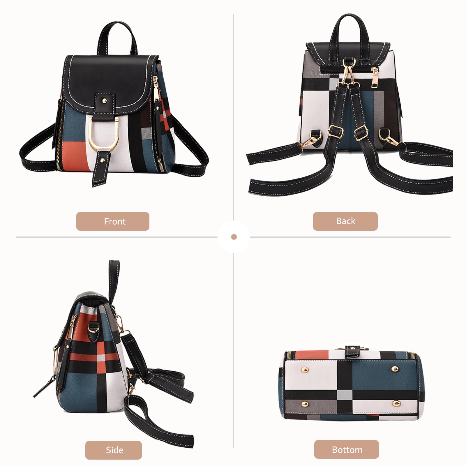 NICOLE&DORIS Mochila Mujer Mochila pequeña Bolso crossbody Bolsos de mano Mochila para damas Cuero Mochila Bolsa de hombro