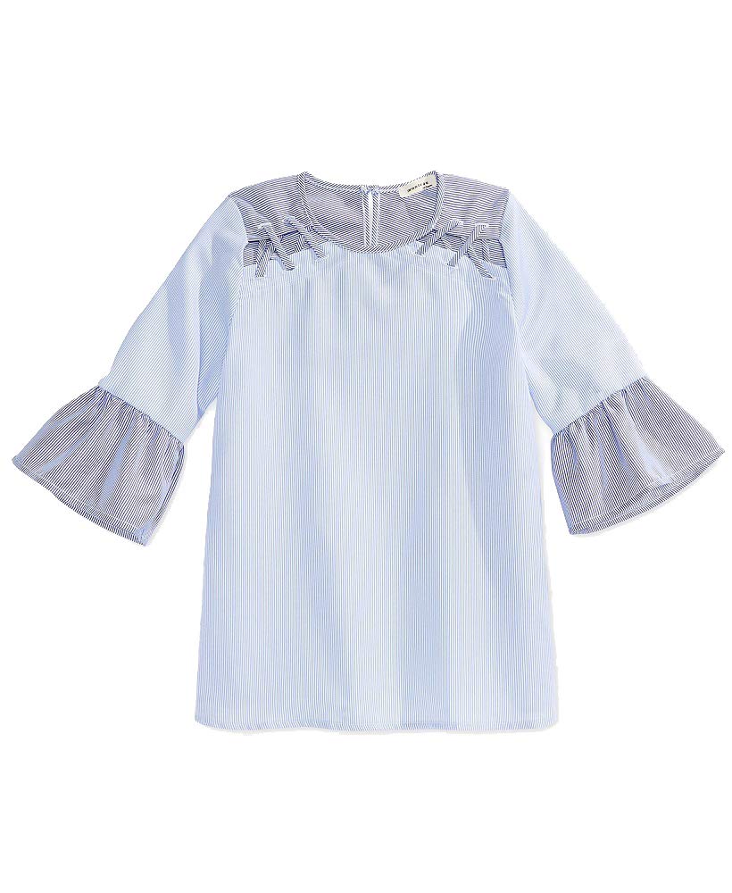 MonteauBig Girls Striped Sleeve Top (Medium Blue, L (12))
