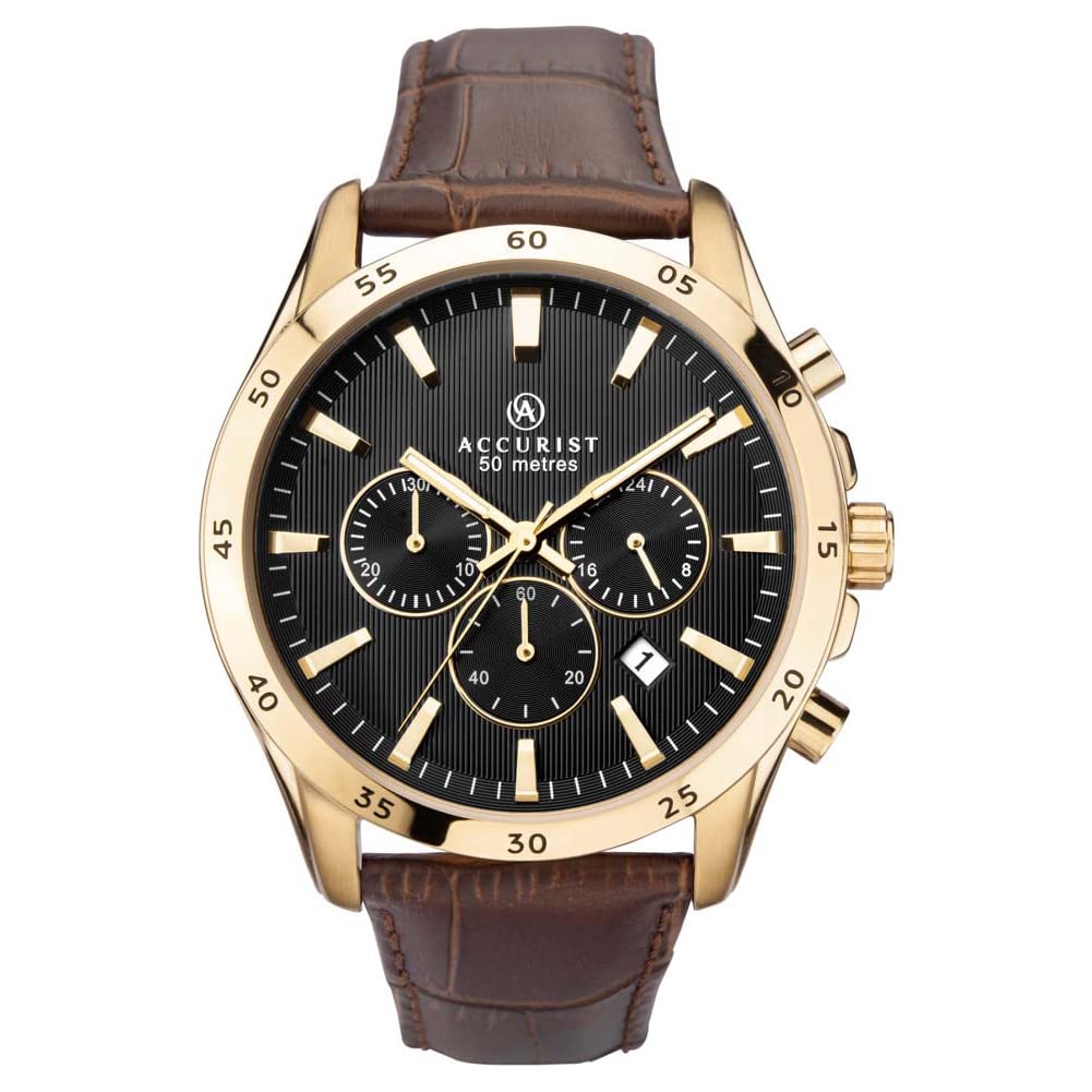 Accurist Mens Chronograph Brown Leather Watch 224795366
