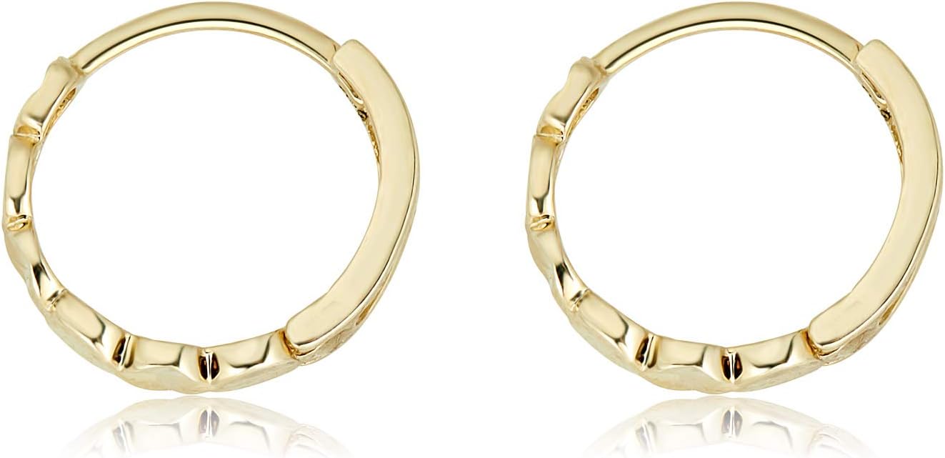 AVORA 10K Yellow Gold Fancy Huggie Hoop Earrings