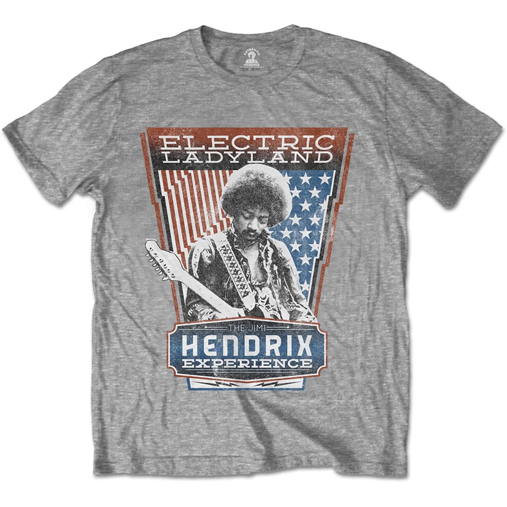 Rock Off Officially Licensed Products Men's Grey Rockoff Trade Jimi Hendrix Electric Ladyland T - Shirt, ( Grey), Large