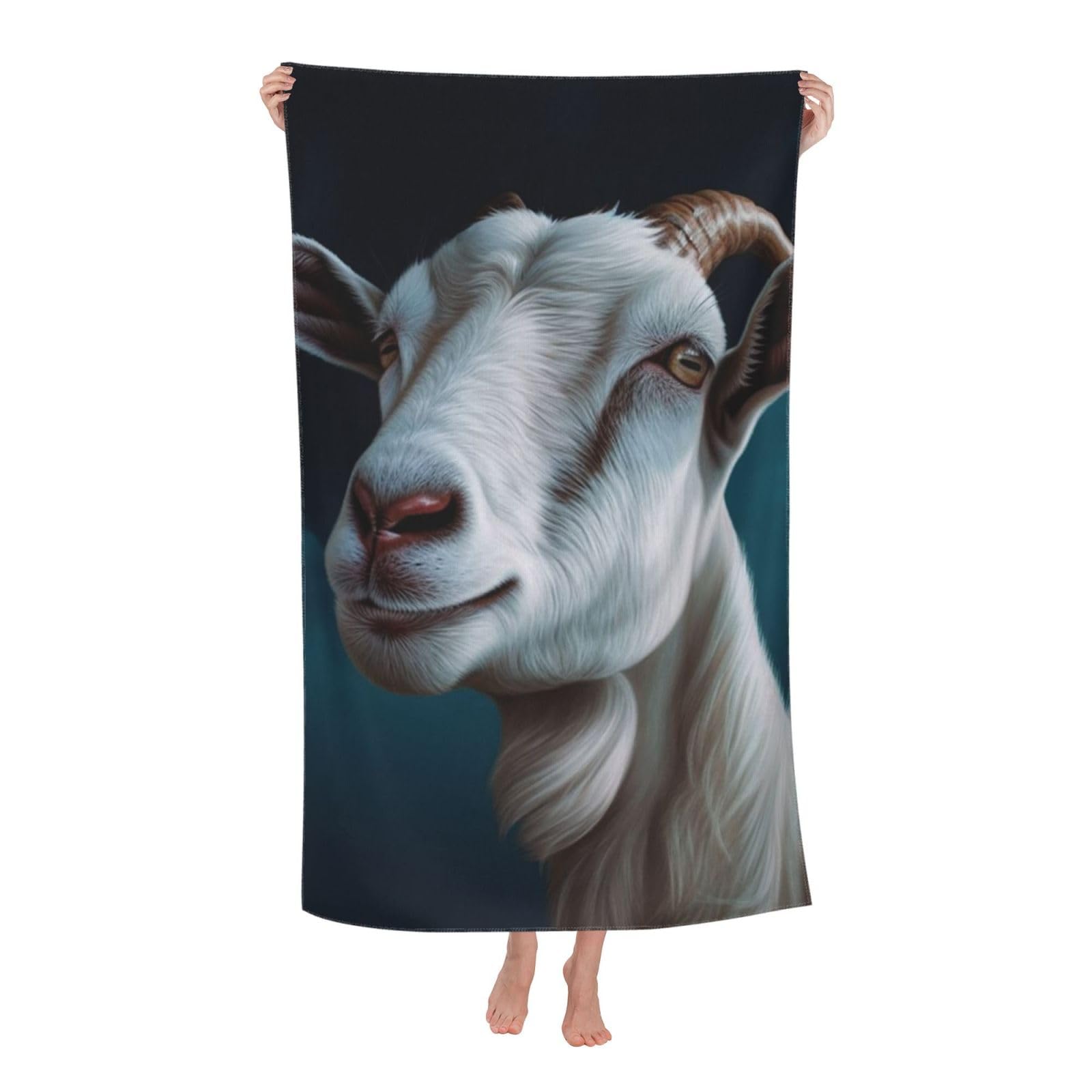 FodPand Goat Beach Towel Oversized 52 x 32 in Sand Free Pool Swim Towels for Adult Travel Blanket Lightweight Quick Dry Absorbent Bath Towels Cruise Vacation Accessories