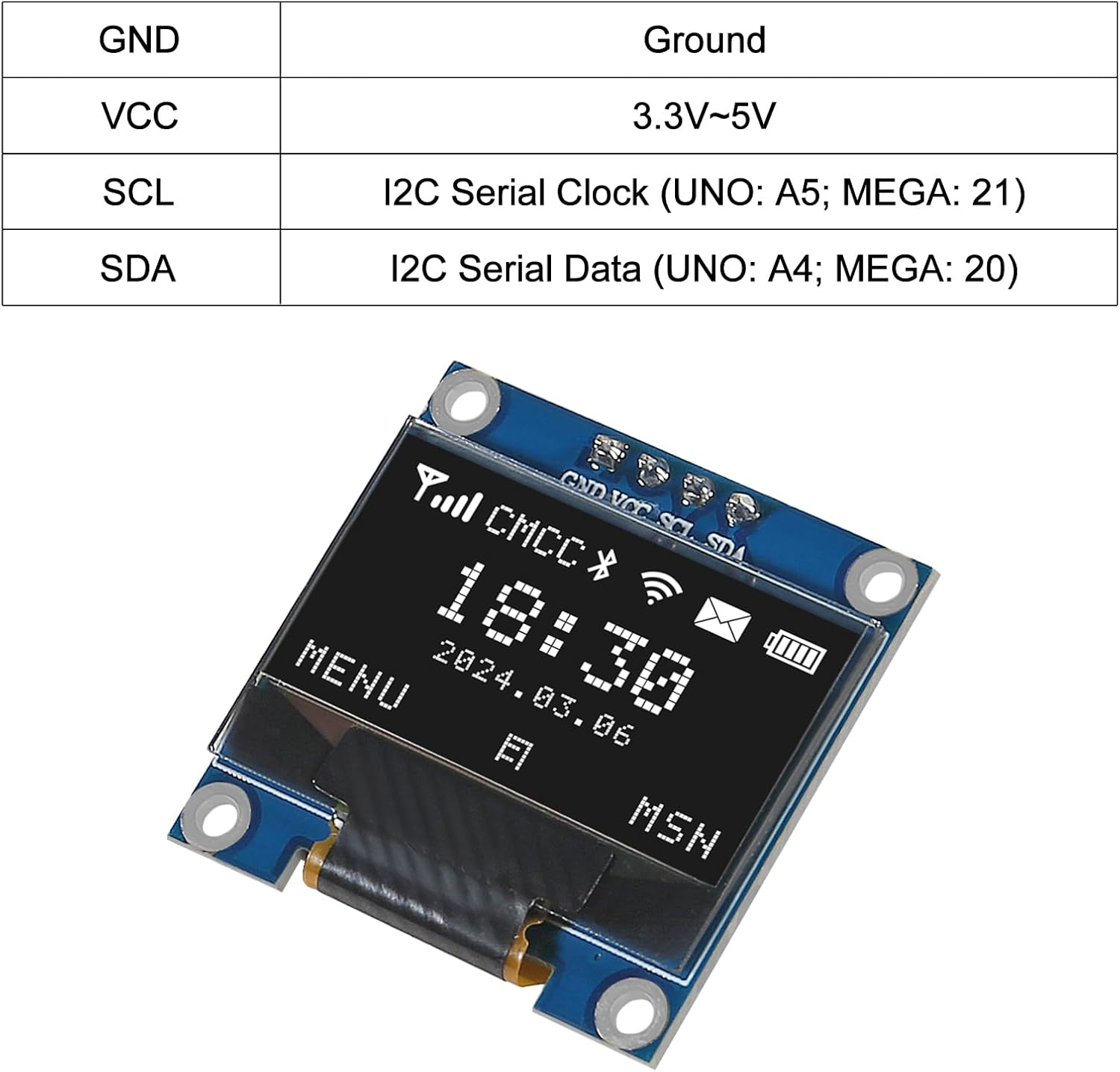 AITRIP 10 Pieces 0.96 Inch OLED I2C IIC Display Module 12864 128x64 SSD1306 Mini Self-Luminous Display Board Compatible with Arduino/Raspberry PI -White