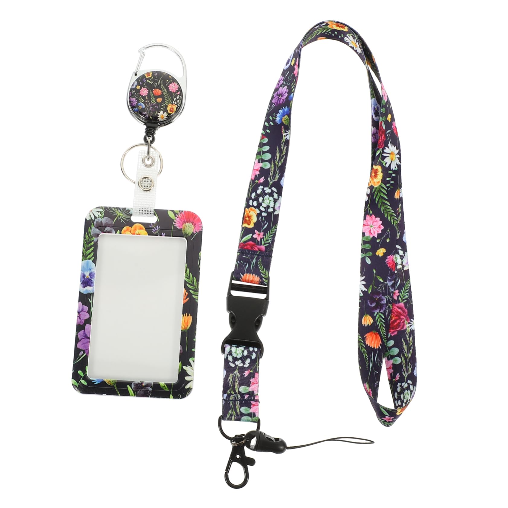 SHINEOFI 5 Pz Porta carte d'identità con cordino Titolare del badge ID catena rosa raccoglitore carte portacarte copertina della carta con motivo floreale simpatico porta carte di credito