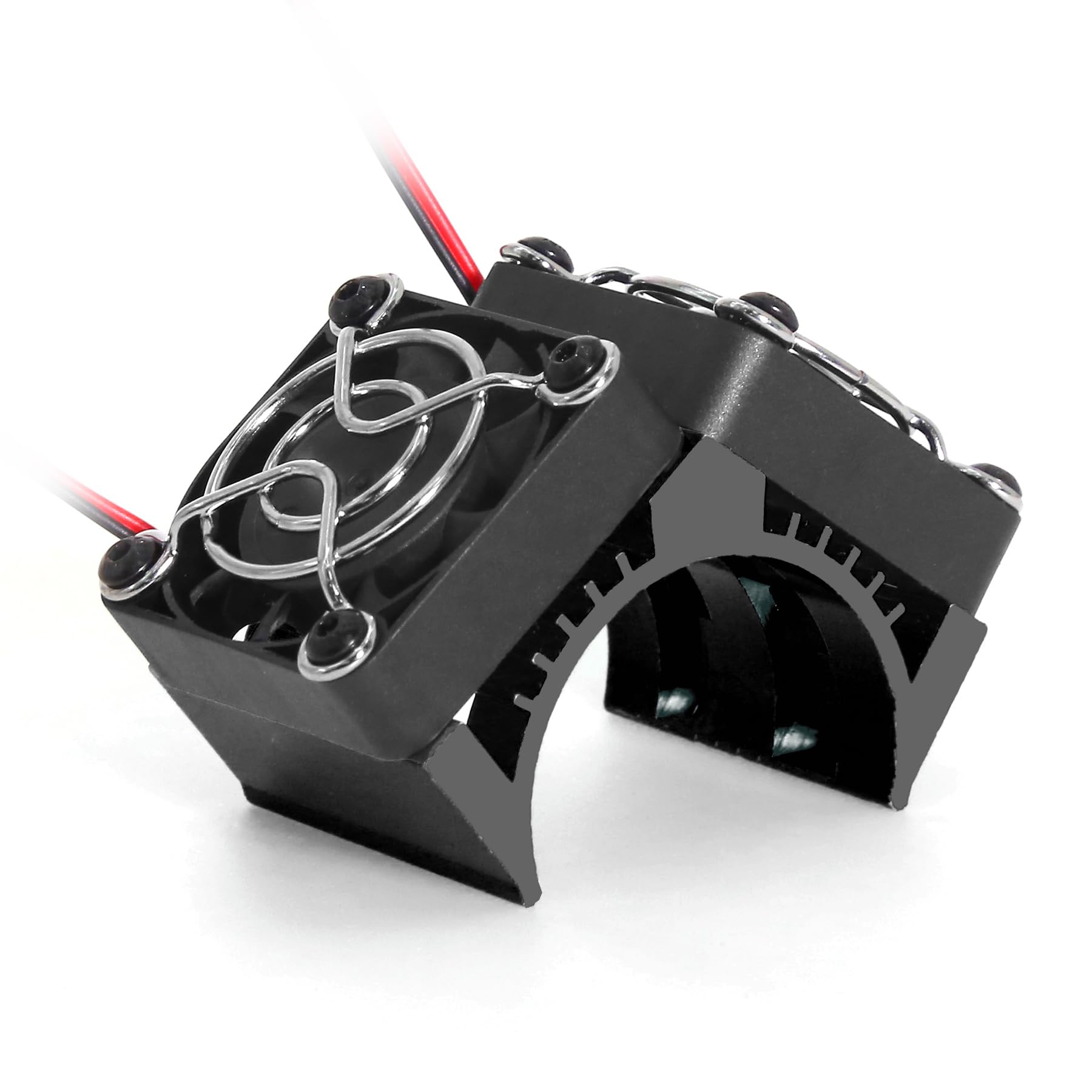 REDSPIDERRC motor fan Twin rc fan，40mm rc fan Side installation design， for 1/8 1/7 Scale RC Cars 4074 4268 4282 Motor,Diameter Size of Brushless Motor is 40-42mm (Black)