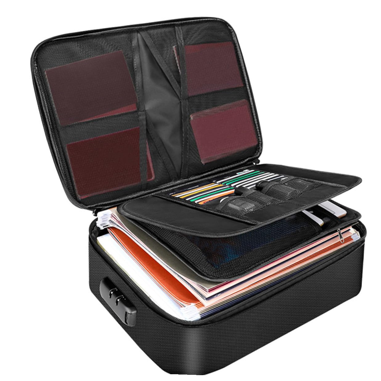 Borsa Porta Documenti Ignifuga Resistente al Calore e Agli Urti con Ampia Capacità per Passaporti Certificati e Oggetti di Valore per Ufficio e Viaggi