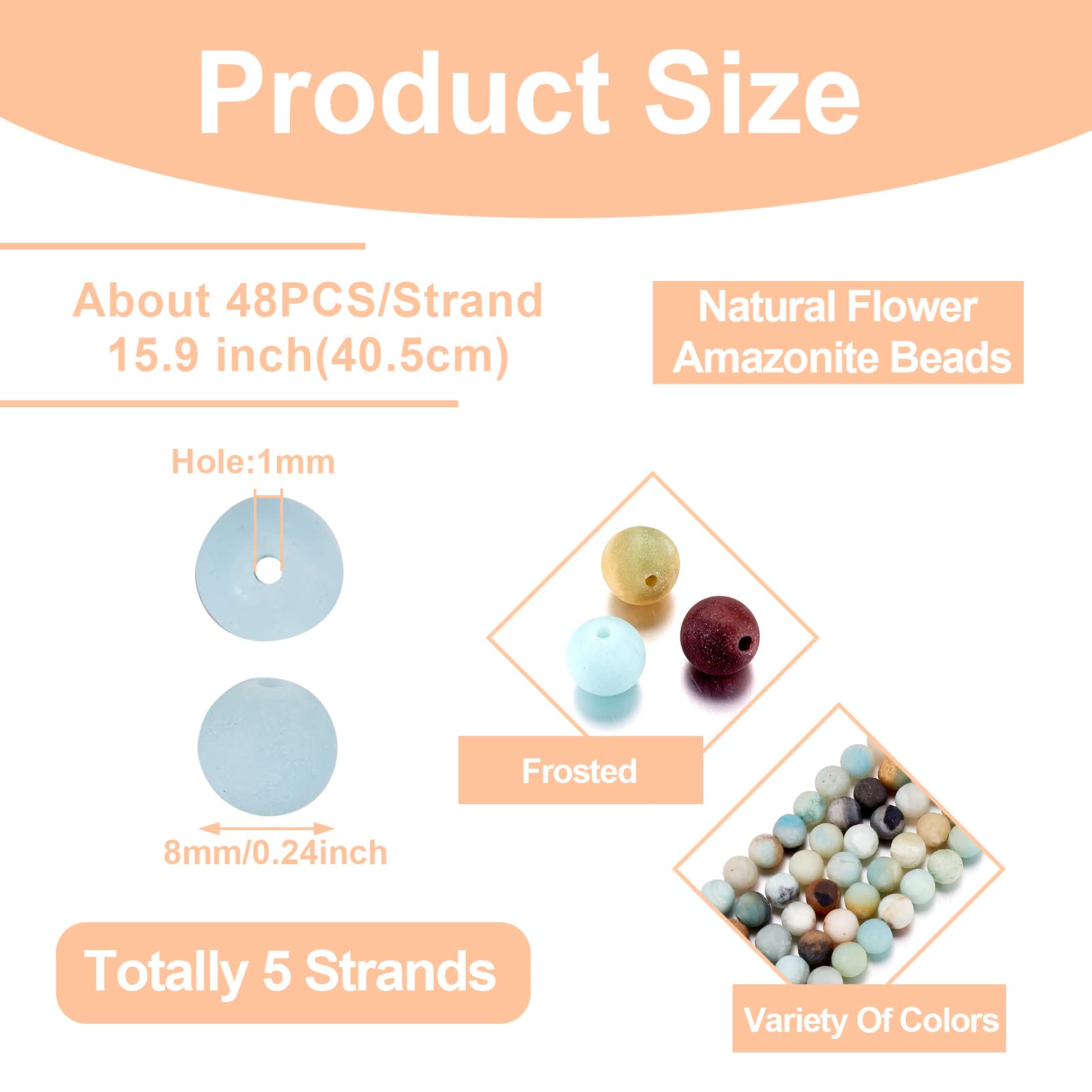 TOAOB 100 Pezzi Perline in Pietra Naturale Amazzonite 4mm 6mm 8mm Rotondi Gemma per Braccialetti Collana Bigiotteria Fai da Te Creazione di Gioielli