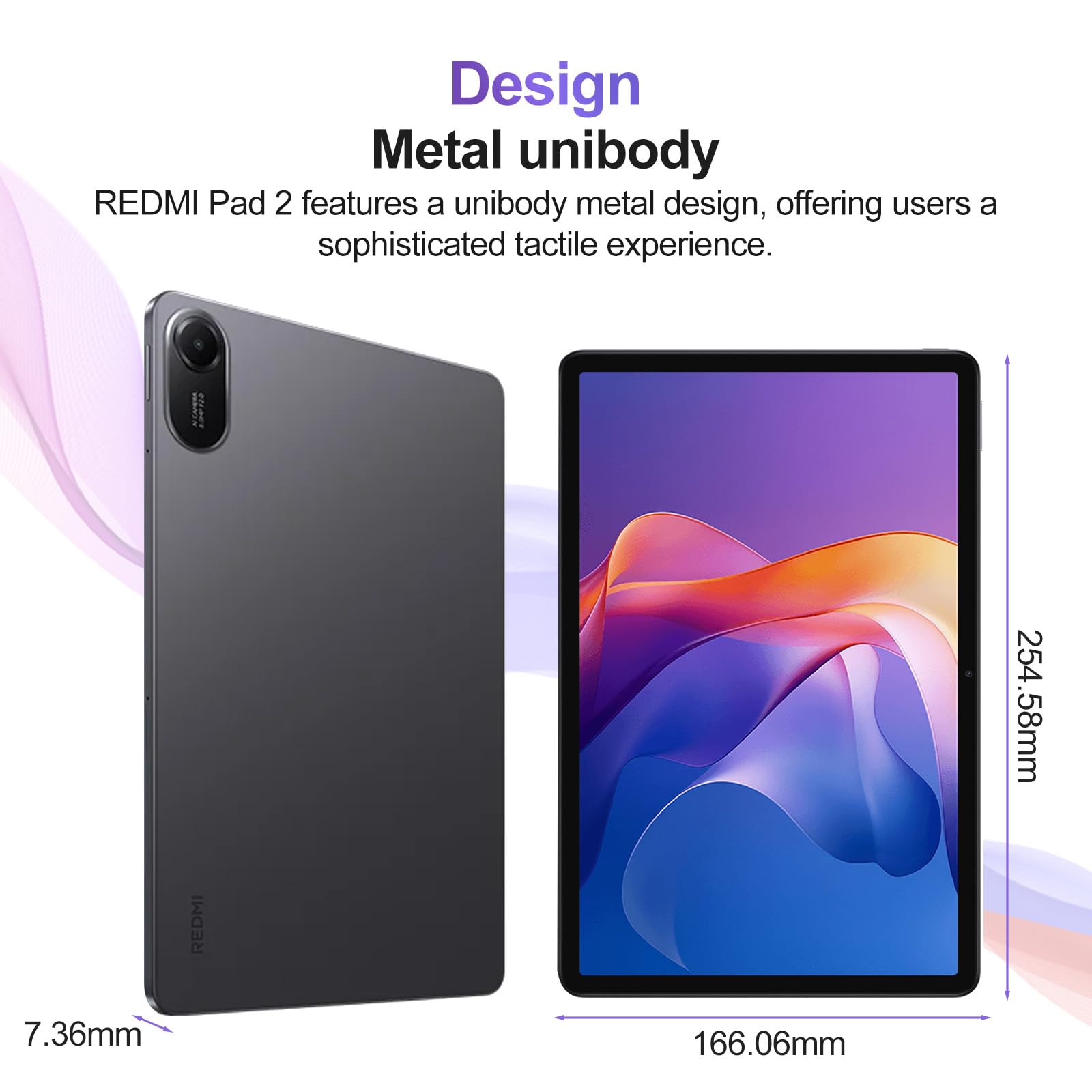 XIAOMI Redmi Pad 2 - Tablette avec Écran 11" 2.5K 90Hz, 128GB + 4GB RAM, MediaTek G100-Ultra, Batterie 9000 mAh, Dolby Atmos, HyperOS (Gris, 4+128GB)