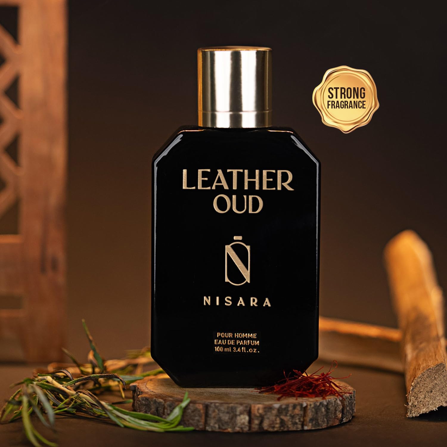 Nisara Leather Oud EDP Perfume for Men,100 ml | Premium Long Lasting Eau De Parfum | Spicy Leather Fragrance with Leather, Oud, Sandalwood, Amber, Saffron, Bergamot Notes for Him 2