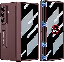 COQUE Étui pour Galaxy Z Fold 7, Film Protecteur Anti-Espion Intégré Charnière Entièrement Recouverte, Housse de Téléphone Pliante pour Samsung Galaxy Z Fold 7 5G-Bourgogne