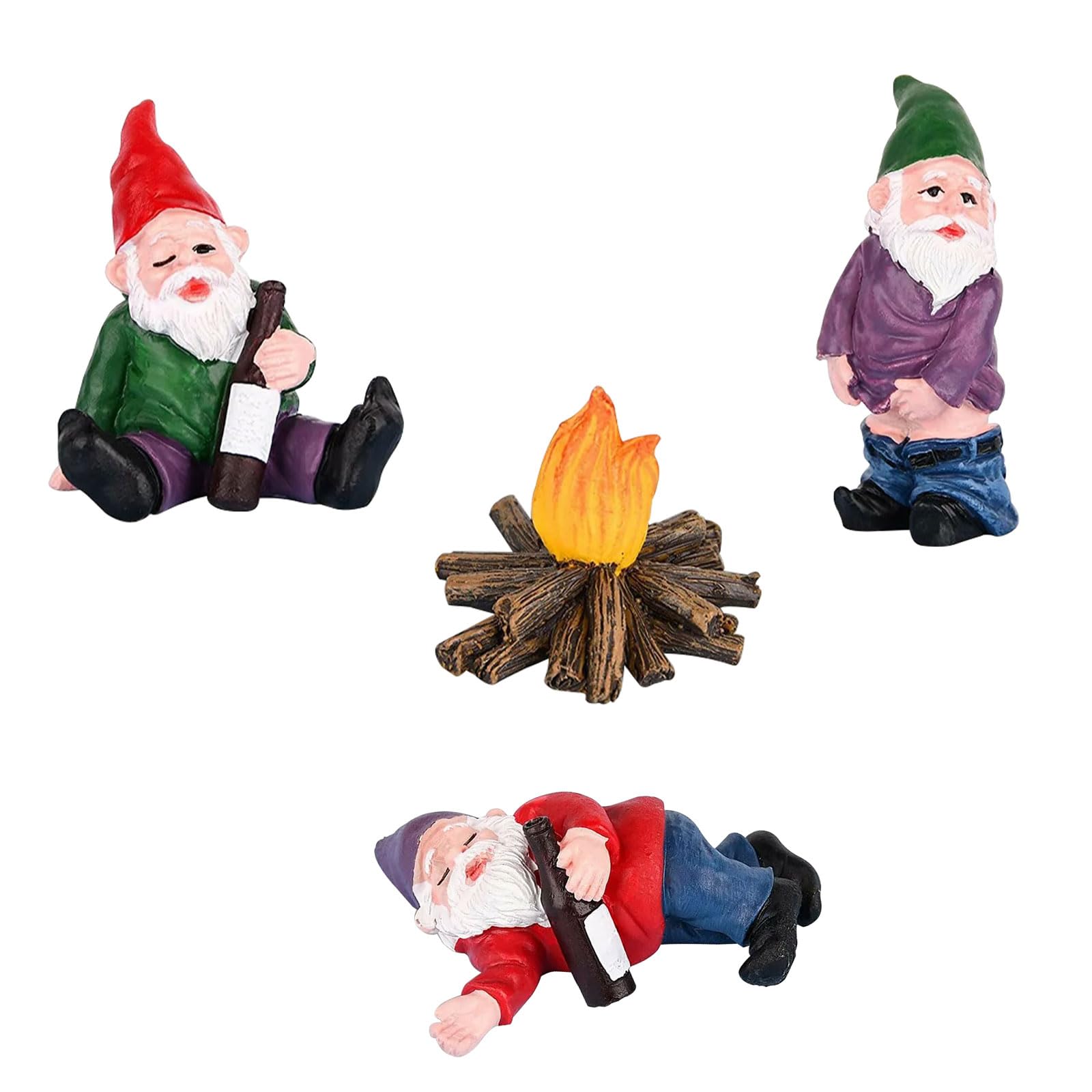 Aweisile Enanos para Jardin 4 Piezas Figura de Gnomo de Jardín Figurilla de Resina Jardín en Miniatura para Bonsai DIY Figura de Gnomos de Jardín Decoracion Jardin Exterior para Jardin Exterior