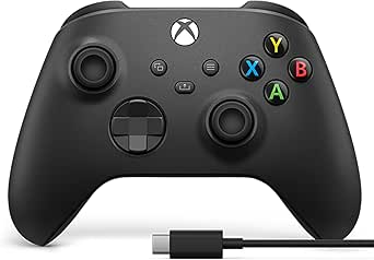 Xbox Core Wireless Gaming Controller + USB-C® Cable – Carbon Black – Xbox Series X|S, Xbox One, Windows PC, Android, and iOS - Controller + USB C Cable Edition