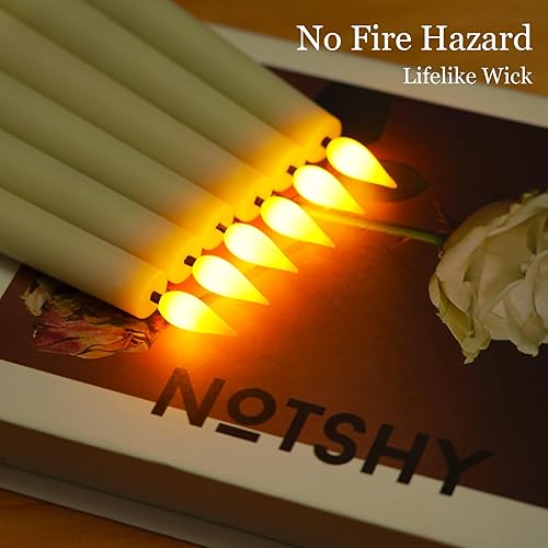 Homemory 3 velas cónicas cerosas sin llama con control remoto, parpadeantes, funcionan con pilas, velas altas clásicas para el hogar, boda, fiesta,