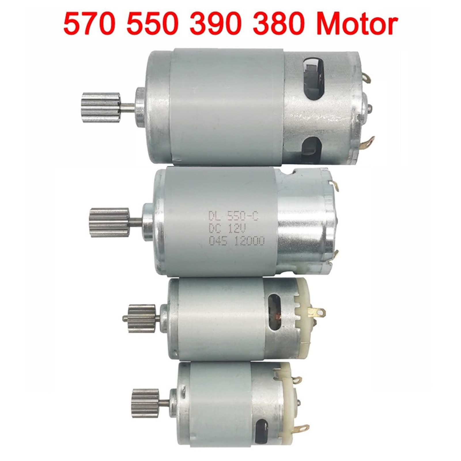 Motor de CC， Motor de CC 380 390 de 12 Dientes, 550 570 de 10 Dientes, 6 V, 12 V, for Taladro eléctrico de Coche de Juguete DIY(570 12v 35000 1 Cm)