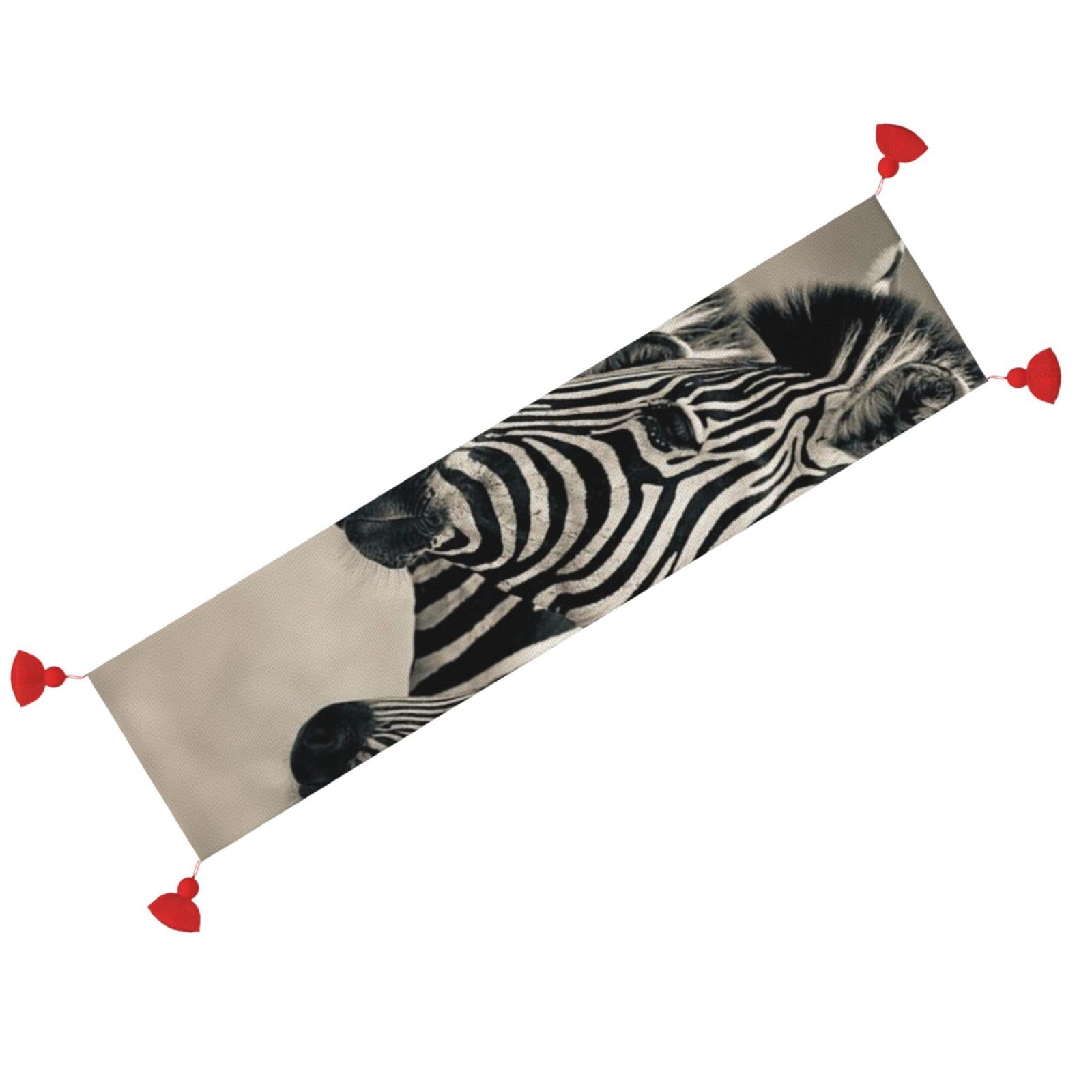 Runner da tavola con stampa zebrata, decorazione per tavolo da pranzo, 35 x 152 cm, con nappe, stile bohémien, per cucina, casa, Natale, feste di Halloween, decorazioni per le vacanze