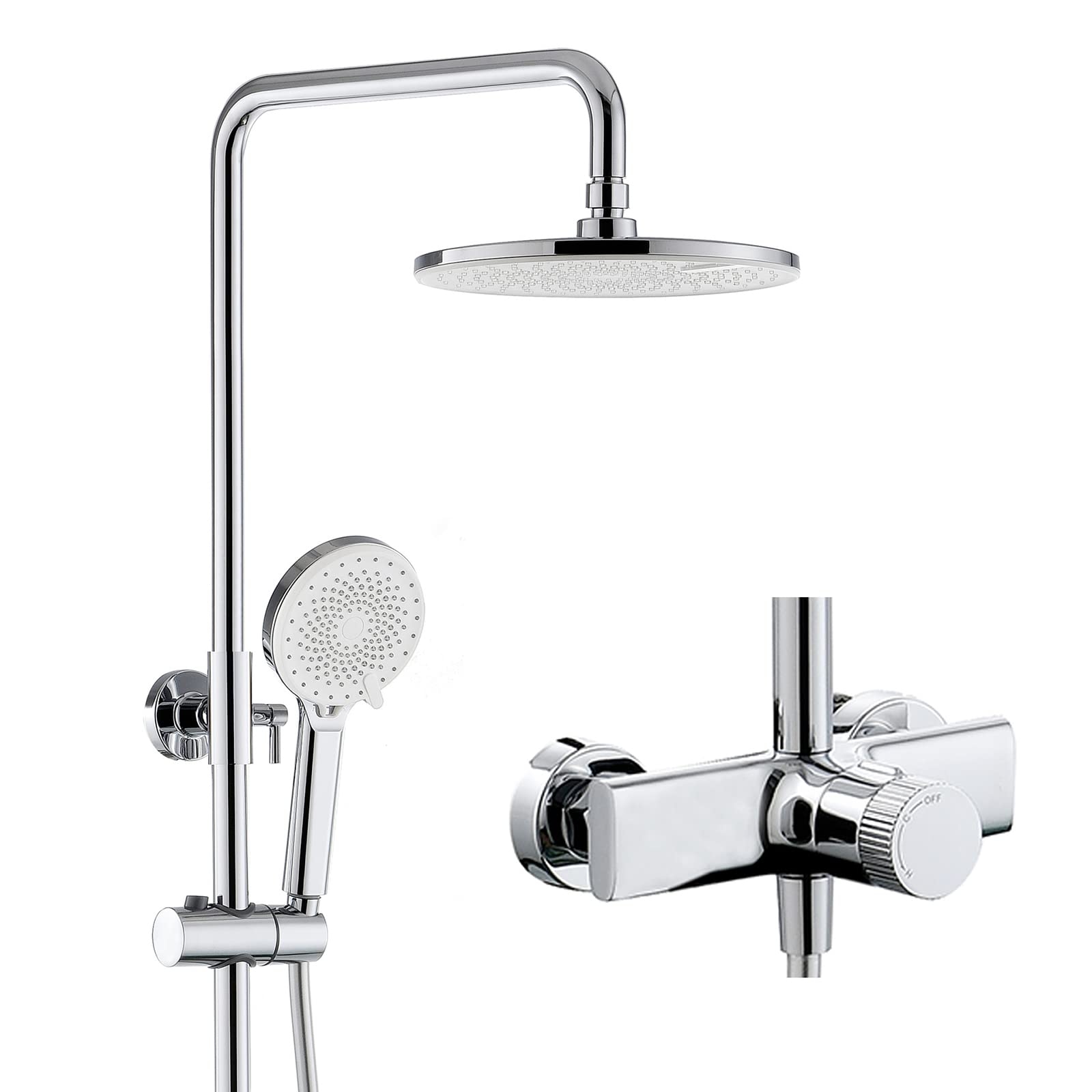 Ensemble de robinetterie en laiton chrome avec douche pluie haute densité