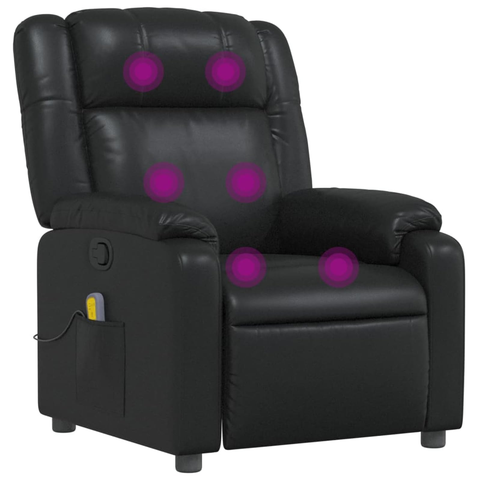 IKAYAA Sillón Reclinable de Masaje Cuero sintético Sillón De Relax, Sillon Masaje Relax, Sillon Relax Electrico con Bolsillos Laterales para Salón Oficina Dormitorio Color Negro
