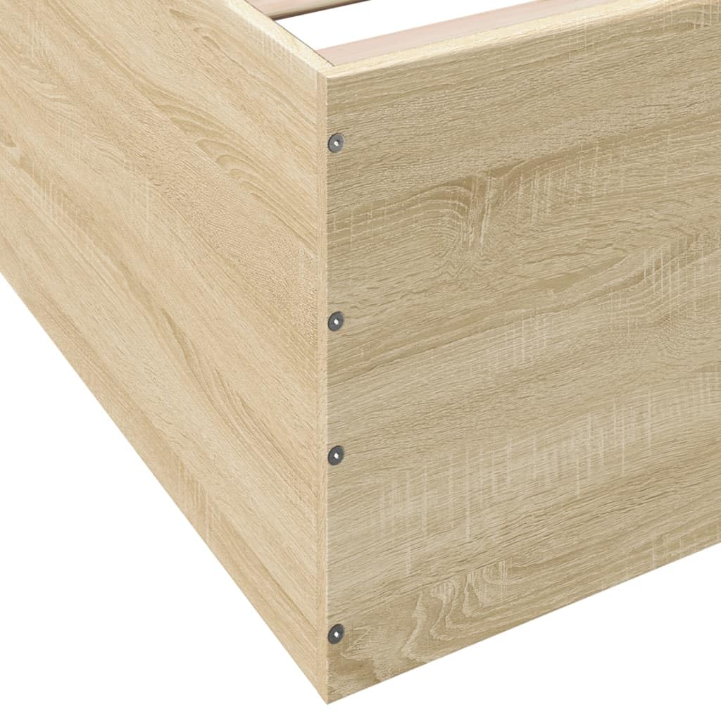 Sonoma Oak Engineered Wood Bed Frame with Slats, 135x190 cm | Modern platform design for bedrooms, supporting double mattresses without a box spring.