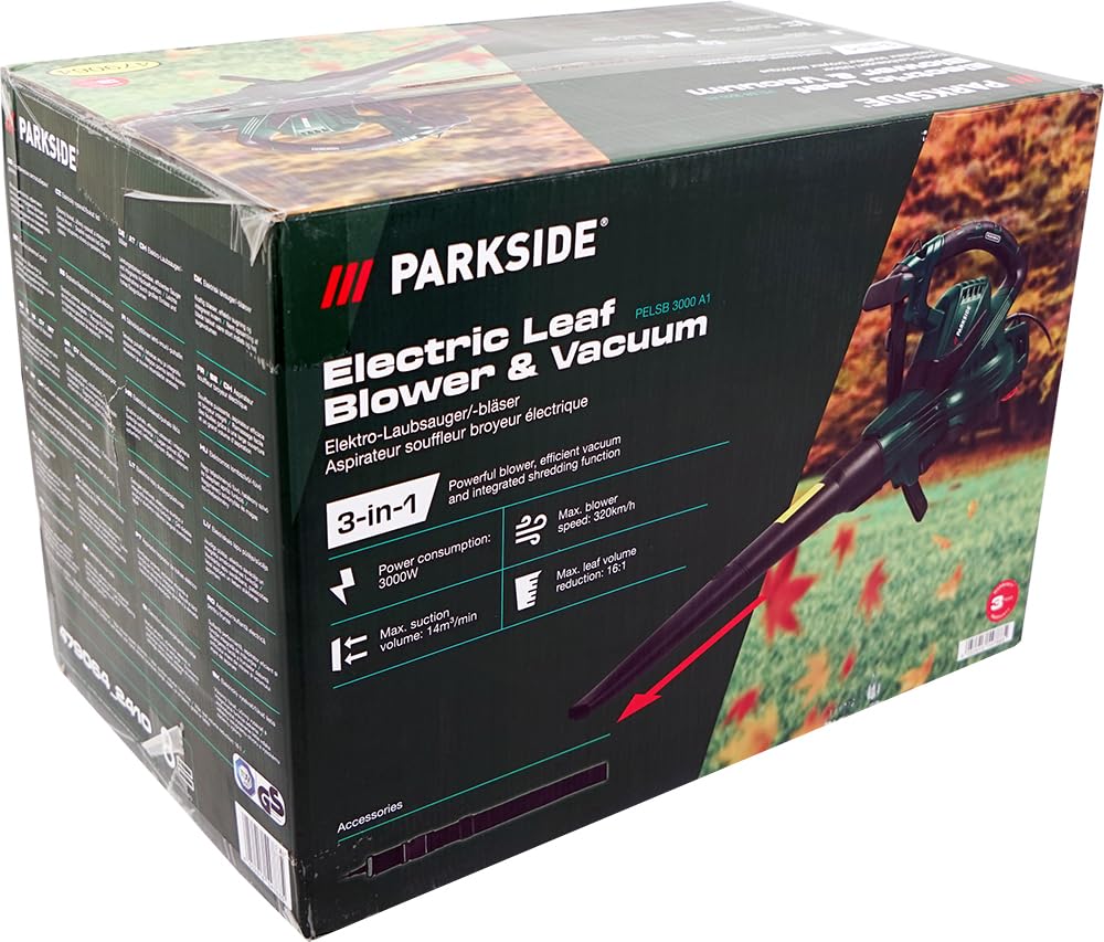 HEADNMORE® Bundle – Parkside® elektryczny odkurzacz do liści dmuchawa do liści PELSB 3000 + HEADNMORE® breloczek do kluczy