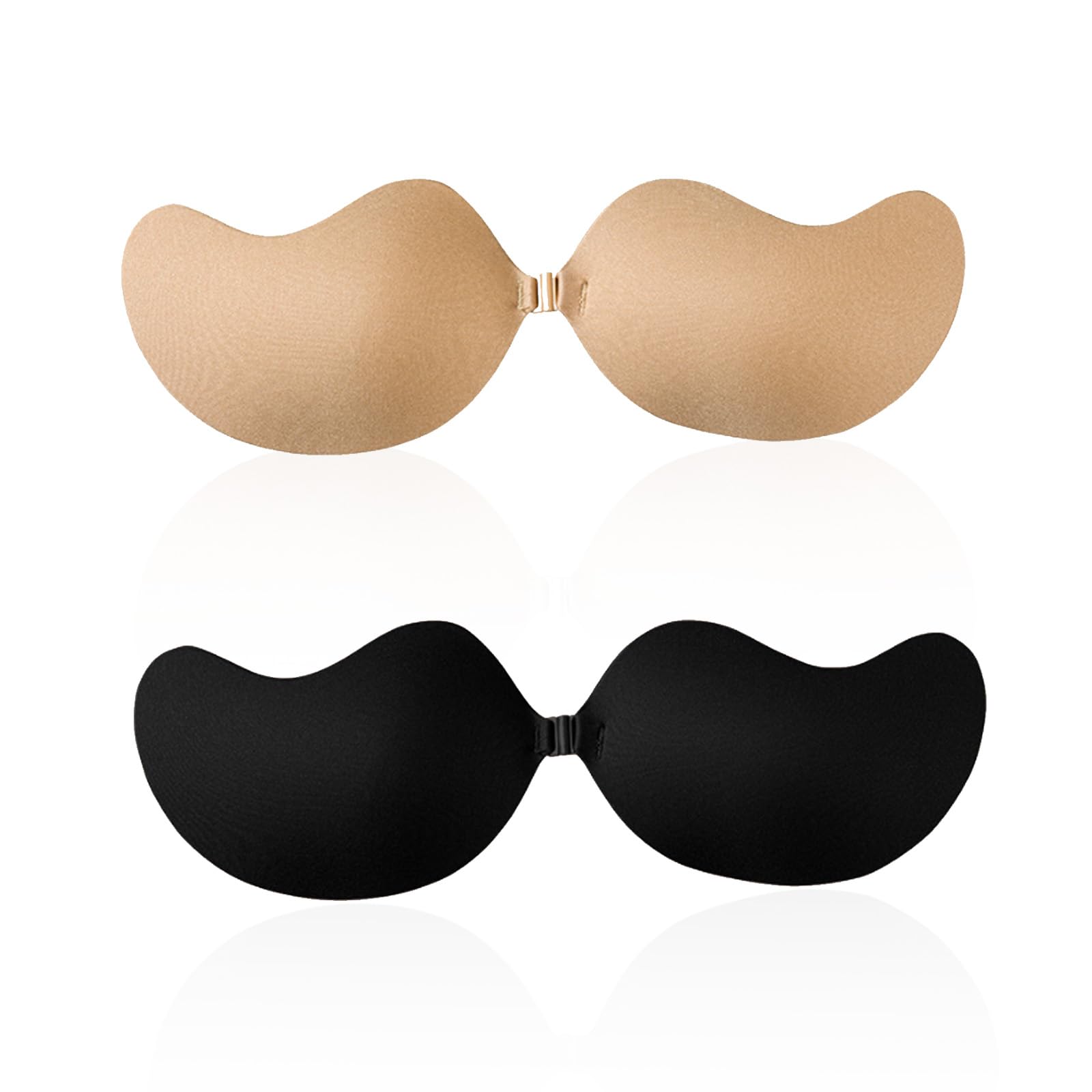 Qszhsl Women's 2 Pairs Invisible Strapless Bras, Stick On Bra, Push Up Invisible Bra, Sticky Bra Push Up Backless Bras, Reusable Stick On Bra For Strapless Backless Dress (2 Pairs)