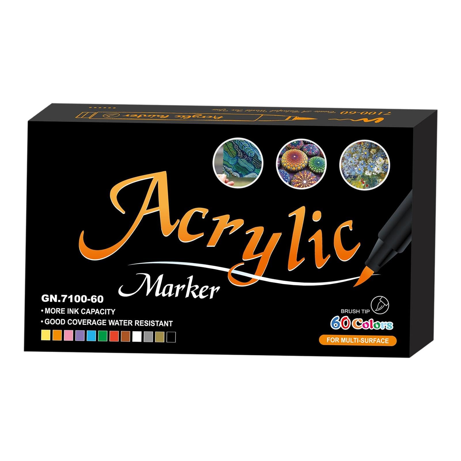 60 Pezzi Pennarelli Acrilici Set Pittura Marker Punta Fine per Legno Ceramica Metallo Roccia Adatti per Lavori Creativi Regalo Scrapbooking Bricolage, 60 Colori