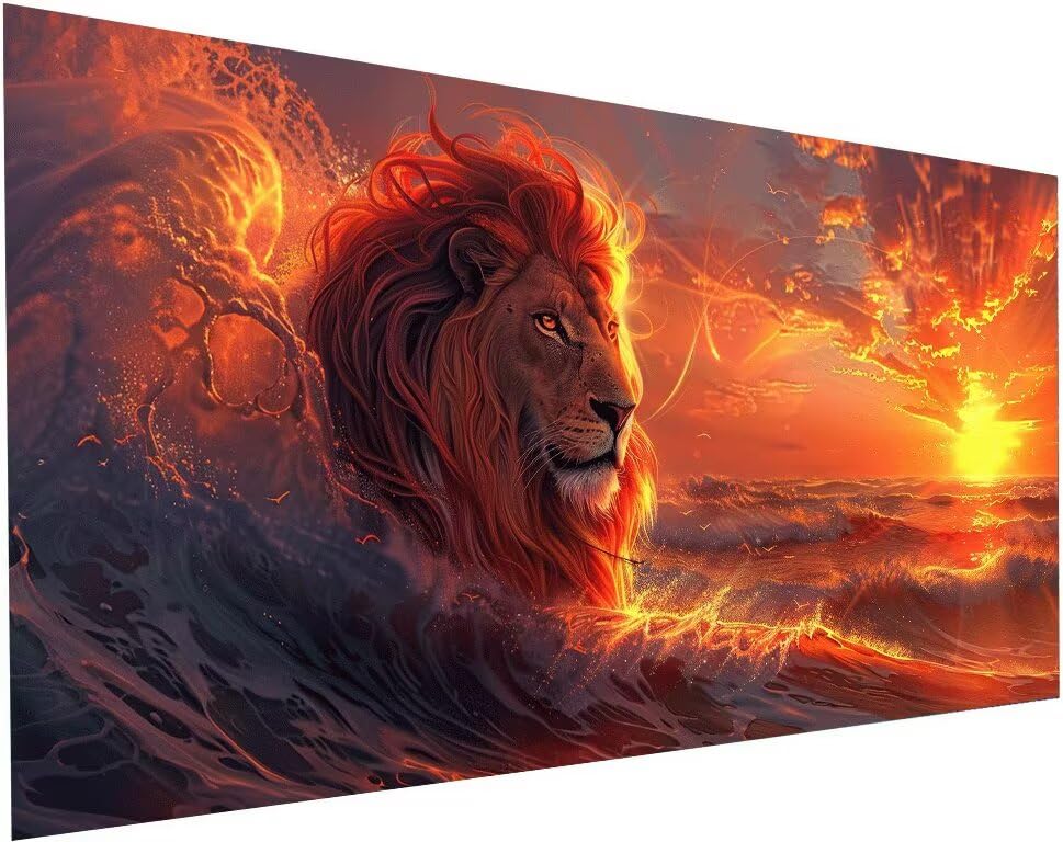 Peinture diamant lion 5D pour illuminer votre decoration de salon