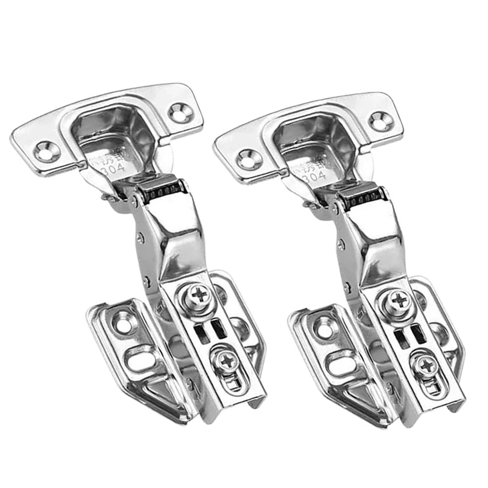 Stainless Steel Cabinet Door Hinges Hydraulic Damper Buffer Close Door Hinges 2Pcs(Inset)