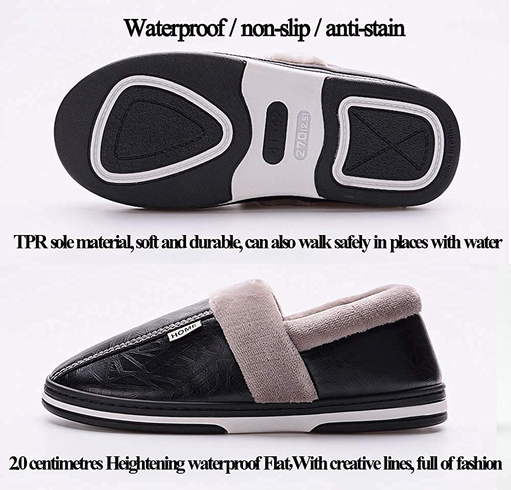 Asifn Zapatillas de Invierno Para Hombres y Mujeres en Casa Zapatos Calientes Zapatos de Cuero y Algodón Para Mantenerse Calientes