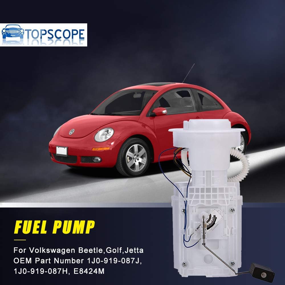 TOPSCOPE FP8424M - Fuel Pump Assembly E8424M fits 98-10 Volkswagen Beetle, 99-06 Golf, 99-05 Jetta (New Body Style; for Plastic Fuel Tank; with 4.8" Outer Diameter Flange)