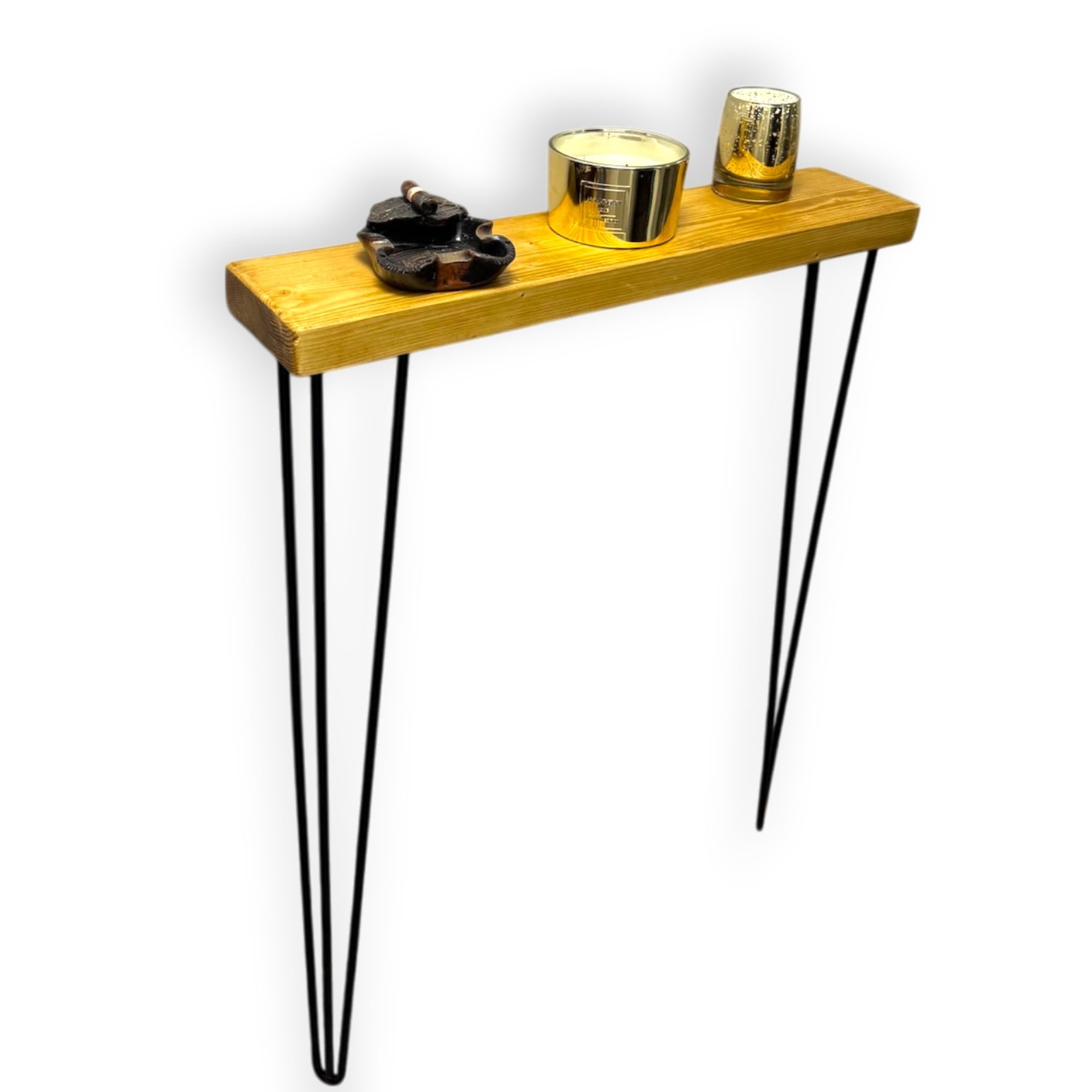 MKGT Radiator Shelf | Rustic Slim Narrow Shelf for Hallway | Console With Hairpin Legs (Rustic Pine, 110 cm)