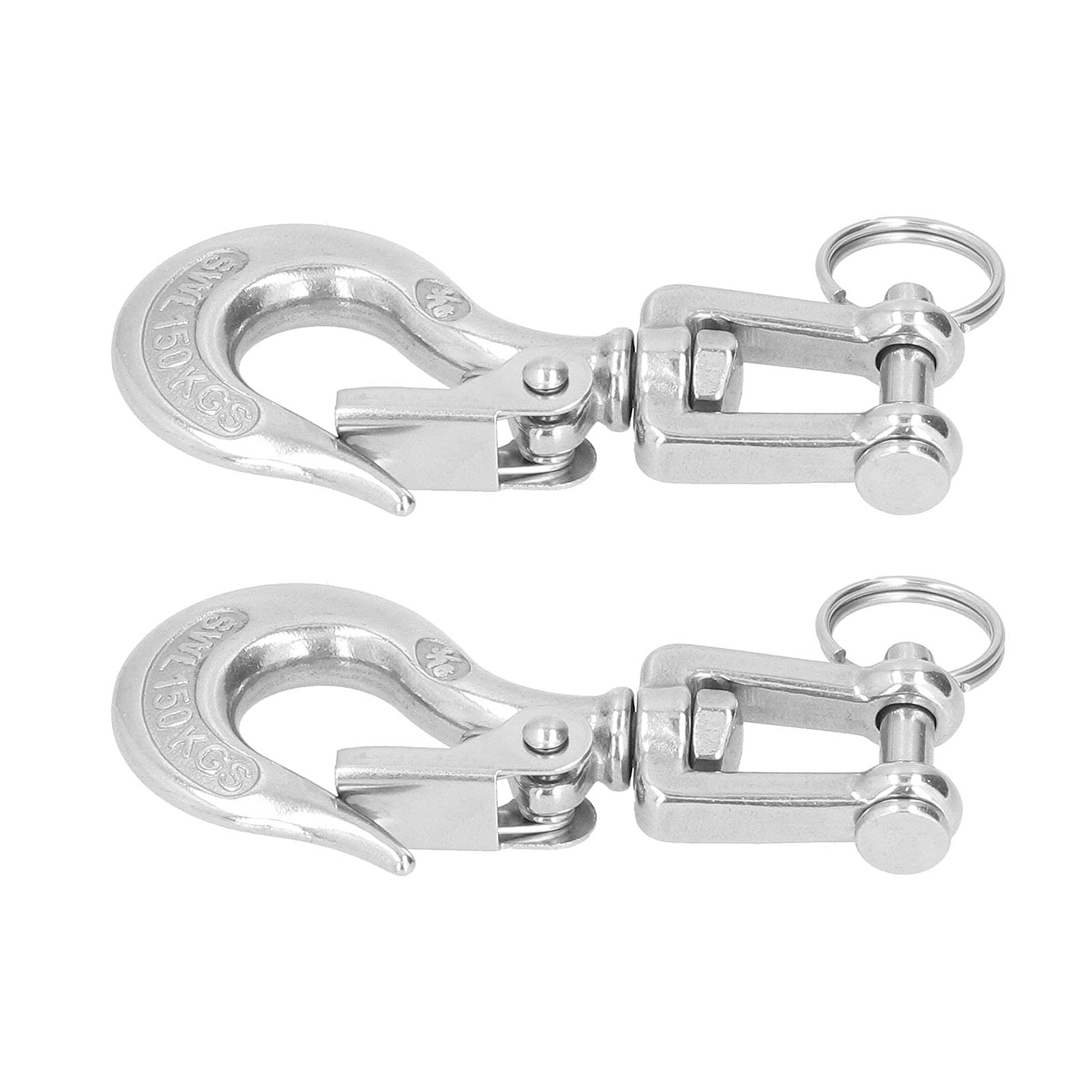 Safety Chain Hooks, Clevis Hook 2Pcs Lifting Clevis Chain Hook Winch Hook 304 Stainless Steel Rigging Accessory with Safety (3/16 (150kg))