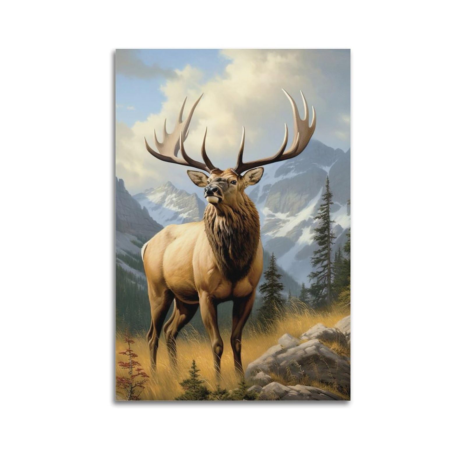 ZSZWHJ Animal Poster Elk in The Forest Poster Decorative Painting Canvas Wall Posters And Art Picture Print Modern Family Bedroom Decor Posters 12x18inch(30x45cm)